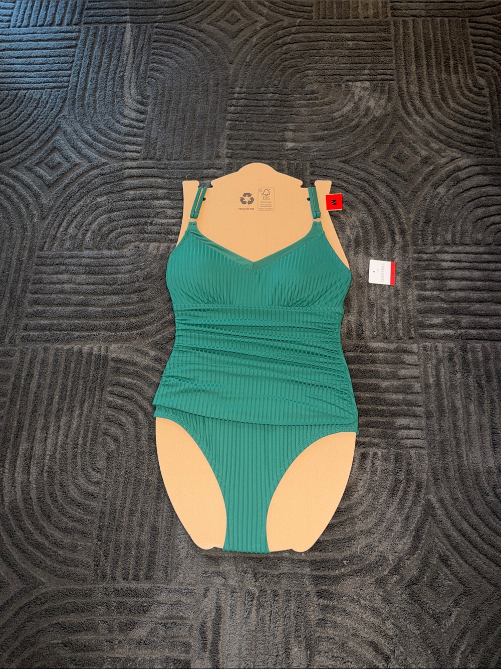 Green Ribbed One-Piece Swimsuit